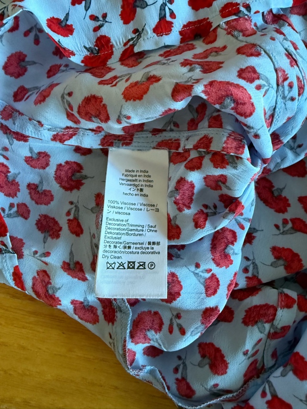 Rouje Floral Lace-Trim Top in Red on Light Blue - Picture 3 of 6